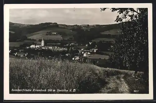 AK Krumbach /N. D., Gesamtansicht mit Feldern aus der Vogelschau