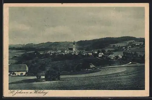 AK St. Johann am Wimberg, Gesamtansicht mit Umgebung aus der Vogelschau