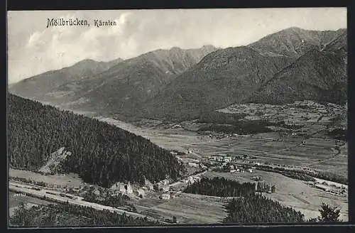 AK Lurnfeld /Kärnten, Möllbrücken mit Bergen aus der Vogelschau
