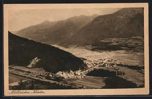 AK Lurnfeld /Kärnten, Möllbrücken mit Bergen, von oben gesehen