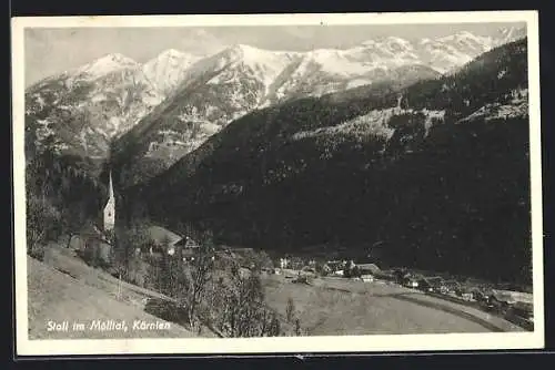 AK Stall im Mölltal, Ortsansicht vor Bergpanorama