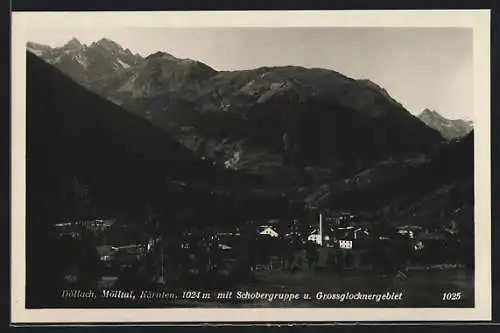 AK Döllach /Mölltal, Ortsansicht mit Schobergruppe und Grossglocknergebiet
