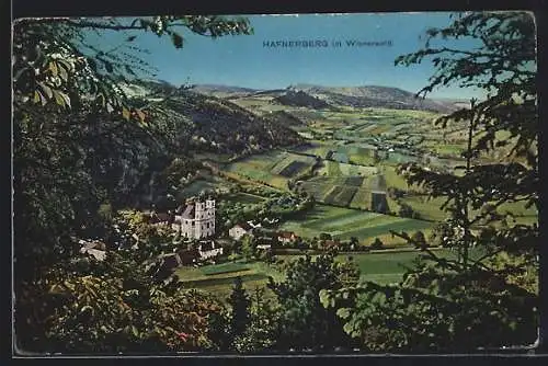 AK Hafnerberg /Wienerwald, Ortsansicht mit Feldern aus der Vogelschau