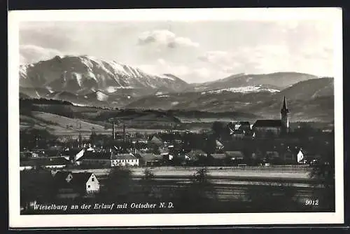 AK Wieselburg an der Erlauf, Gesamtansicht mit Oetscher