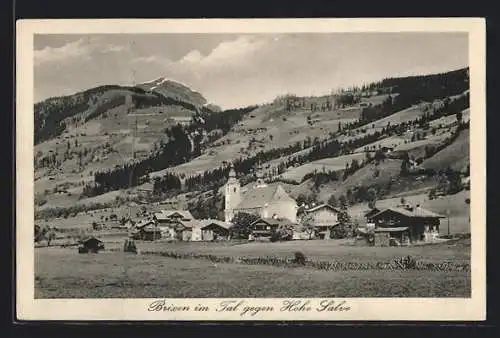 AK Brixen im Tal, Ortspartie mit Kirche gegen Hohe Salve