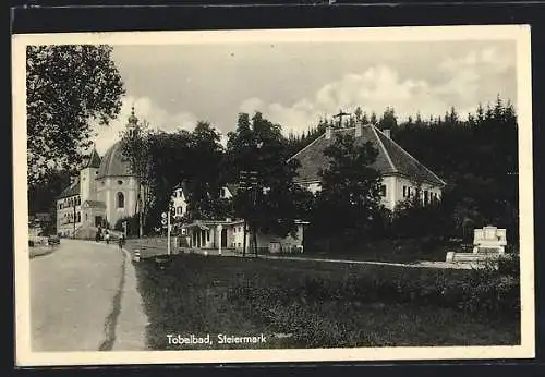 AK Tobelbad /Steiermark, Strassenpartie mit Kirche