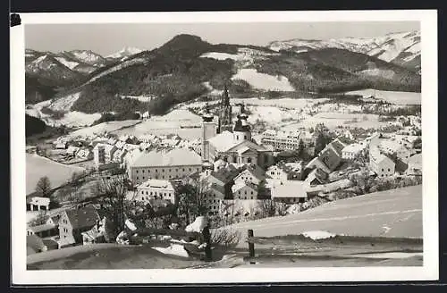 AK Mariazell, Teilansicht mit Kirche im Winter