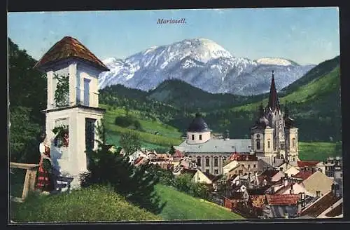 AK Mariazell, Teilansicht mit Kirche