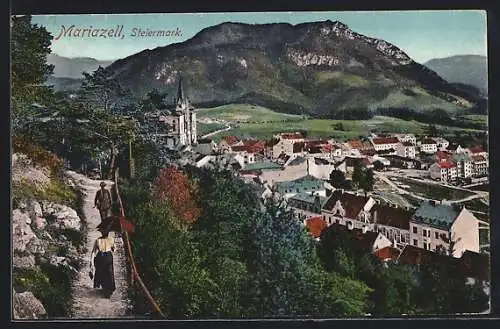 AK Mariazell /Steiermark, Teilansicht mit Kirche