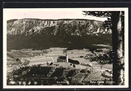AK Höflein an der Hohen Wand, Kirchbühel mit Kirche und Hoher Wand