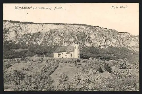 AK Höflein an der Hohen Wand, Kirchbühel bei Willendorf, Kirche und Hohe Wand