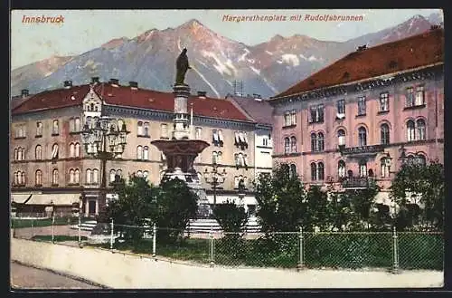 AK Innsbruck, Margarethenplatz mit Rudolfsbrunnen
