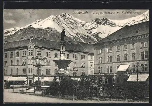 AK Innsbruck, Margarethenplatz mit Rudolfsbrunnen