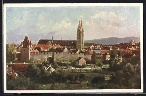 AK Wiener-Neustadt, Teilansicht mit Kirche