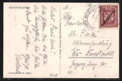 AK Wiener-Neustadt, Teilansicht mit Kirche