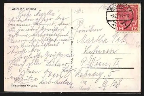 AK Wiener-Neustadt, Teilansicht mit Kirche und Strassenpartie