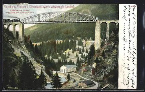 AK Landeck, Eisenbahn-Viaduct und Elektrizitätswerk Wiesberg