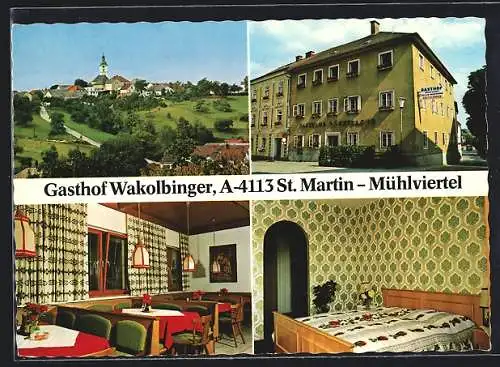 AK St. Martin /Mühlviertel, Gasthof Wakolbinger, Ortsansicht