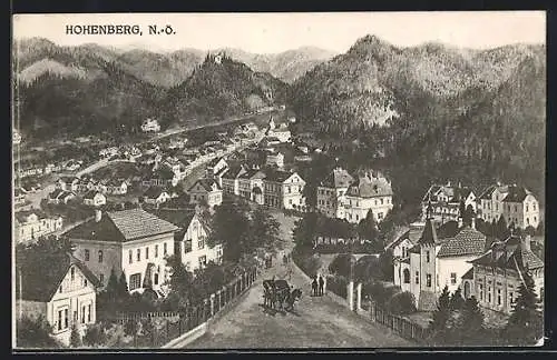 AK Hohenberg /N.-Ö., Ortsansicht gegen die Berge