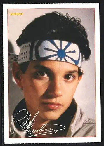 AK Schauspieler Ralph Macchio als Karate Kid, Bravo-Autogrammkarte