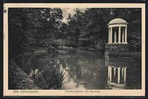 AK Bad Königsborn, Goldfischteich mit Pavillon