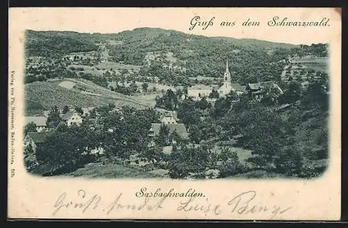 AK Sasbachwalden /Schwarzwald, Gesamtansicht aus der Vogelschau