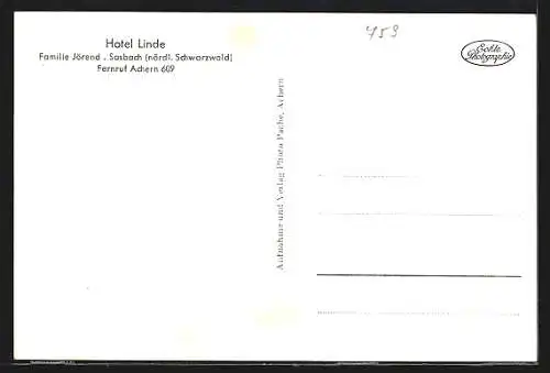 AK Sasbach-Achern, Innenansicht von Hotel Linde