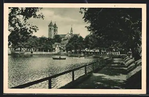 AK Klosterlausnitz i. Thür., Klosterteich und die Kirche
