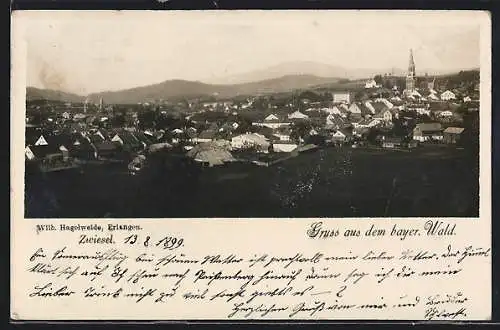 AK Zwiesel /Bayer. Wald, Teilansicht mit Kirche