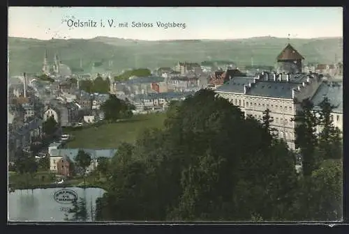 AK Oelsnitz i. V., Teilansicht mit Schloss Vogtsberg