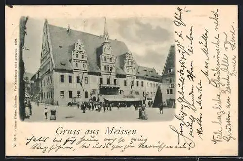 AK Meissen / S., Gasthaus Ratskeller mit Strassenpartie