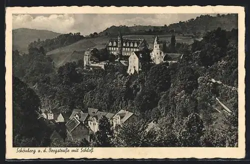 AK Schönberg a. d. Bergstrasse, Panorama mit Schloss