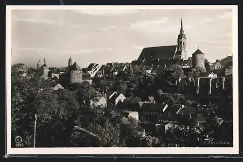 AK Bautzen, Teilansicht mit Kirche