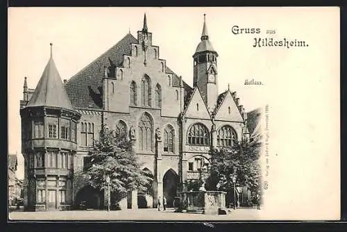 AK Hildesheim, Rathaus mit Brunnen