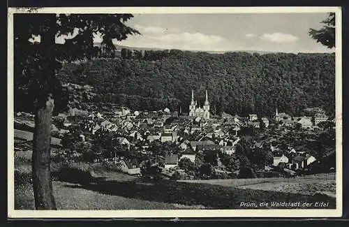 AK Prüm /Eifel, Teilansicht mit Kirche