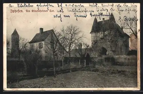AK Iphofen, Ansicht vom Einersheimer Tor und Eulenturm