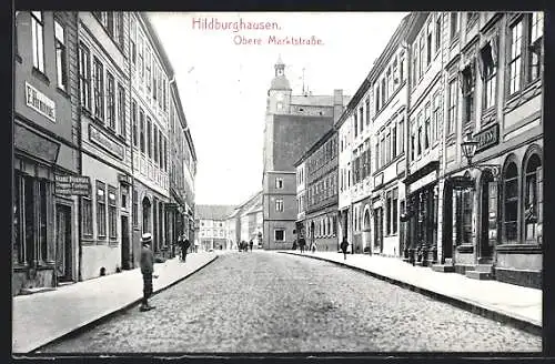 AK Hildburghausen, Obere Marktstrasse mit Drogerie