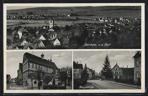 AK Steinheim a. d. Murr, Hauptstrasse, Rathauspartie mit Brunnen