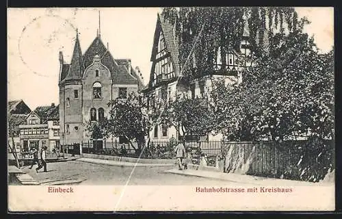 AK Einbeck, Bahnhofstrasse mit Kreishaus