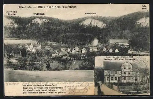 AK Hitzelrode, Gasthaus u. Logierhaus Jost, Blick nach dem Wolfstisch