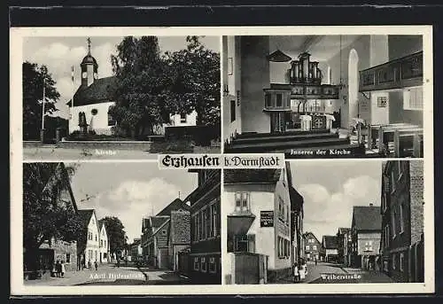 AK Erzhausen b. Darmstadt, strasse, Weiherstrasse mit Gasthaus Egelsbacher Hof