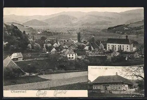 AK Oberried / Breisgau, Gasthaus zum goldenen Hirsch, Totalansicht aus der Vogelschau