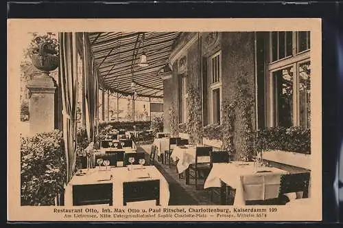 AK Berlin-Charlottenburg, Restaurant Otto, Kaiserdamm 109, Terrasse