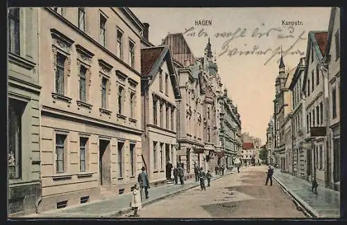 AK Hagen / Westfalen, Kampstrasse mit Geschäften