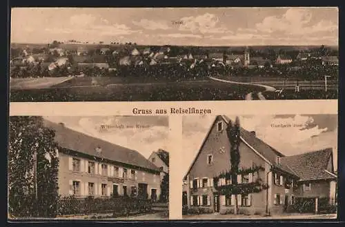 AK Reiselfingen, Gasthaus zur Krone, Gasthaus zum Stern, Totalansicht