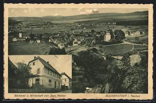 AK Bleidenstadt i. Taunus, Bäckerei u. Gasthaus von Jean Mehler, Totalansicht