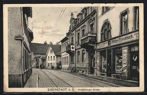 AK Eberstadt / Bergstr., Materialwarenladen Philipp Eysenbach an der Heidelberger Strasse