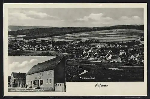 AK Aufenau, Gesamtansicht, Kaufhaus und Bäckerei E. Zöller