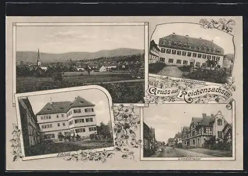 AK Reichensachsen, Ortsansicht, Schloss, Oberförsterei, Landstrasse