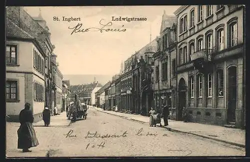 AK St. Ingbert, Ludwigstrasse mit Wohnhäusern
